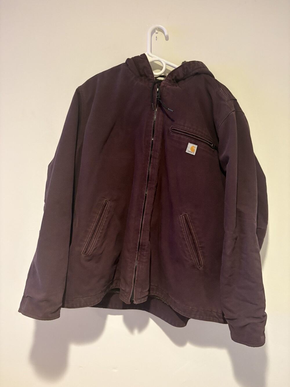Carhartt Women's 2X Purple Sherpa Lined Hooded Jacket Loose Fit 104292 Plum